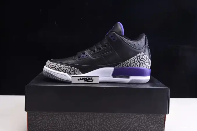 HYPE Black 3 Court CT8532-050 Jordan Air Retro Purple 0612
